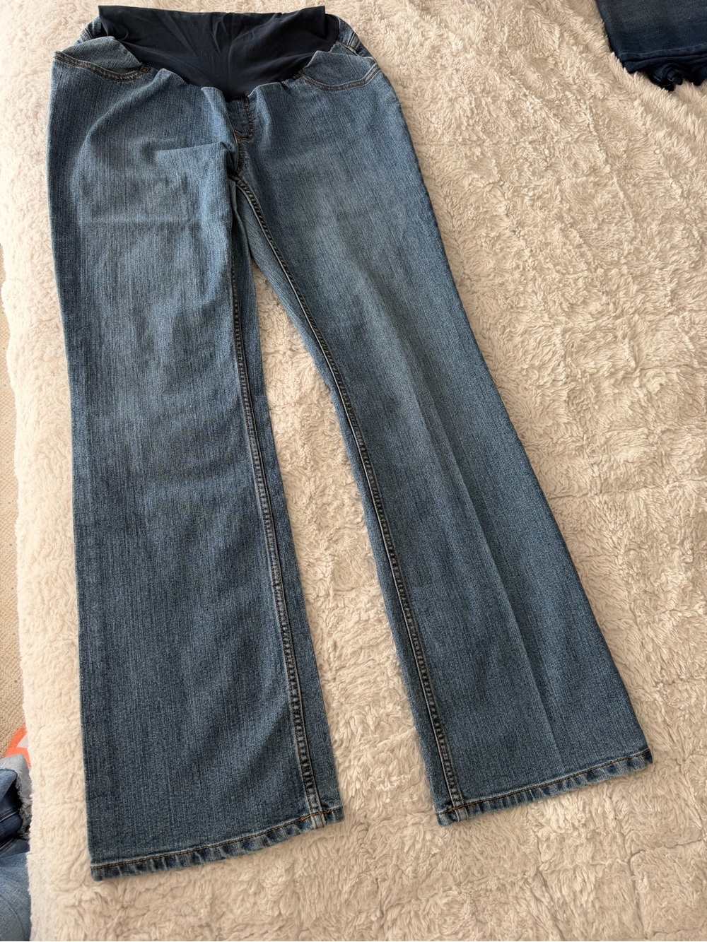 Motherhood Maternity Blue Denim Flare Jeans with Blue Panel Sz M